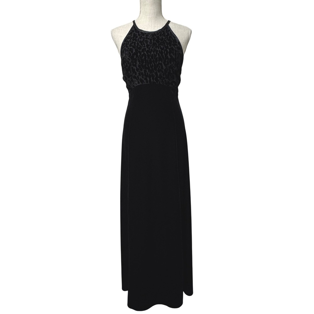 Vintage Jessica Howard Velvet Halter Maxi Dress Black 12